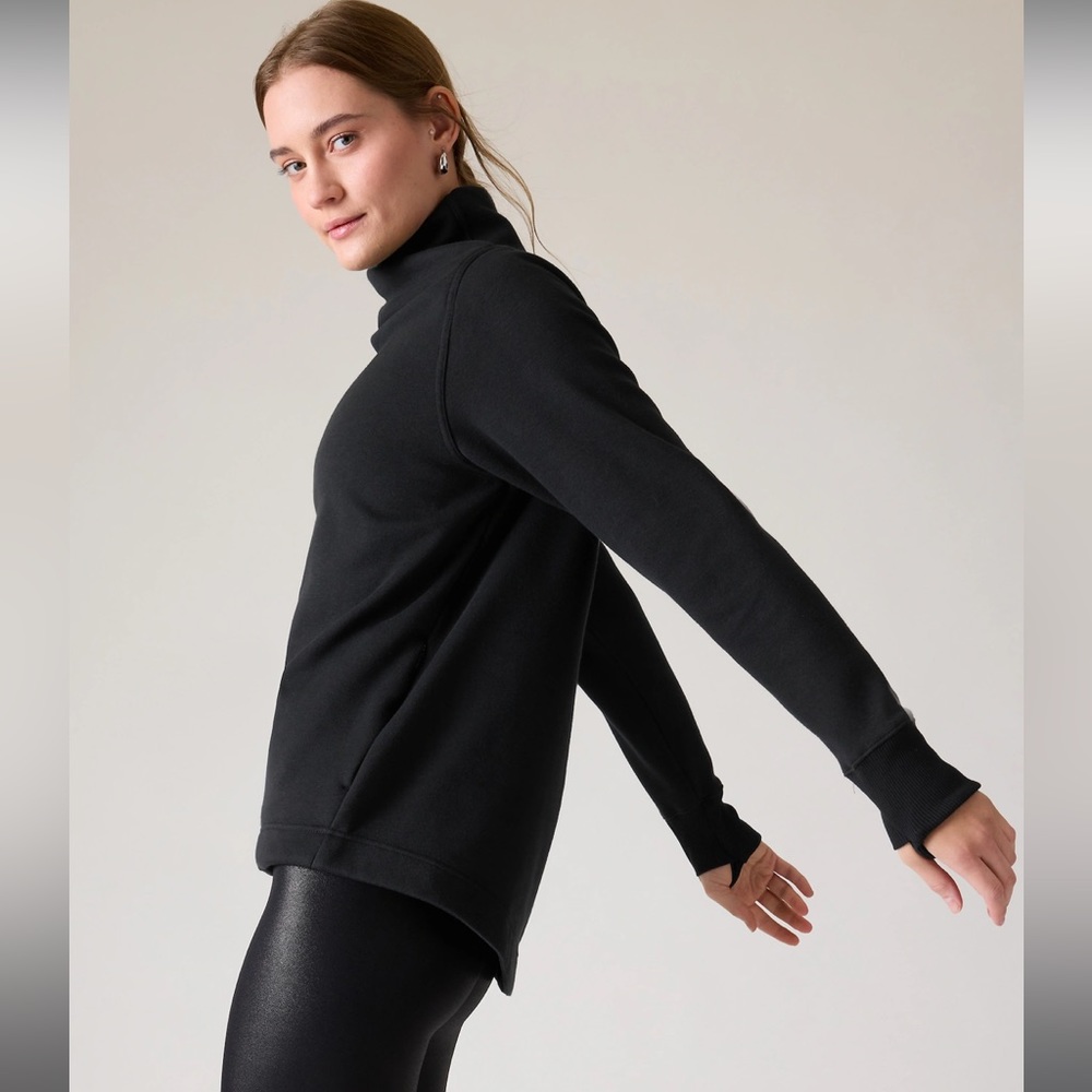 Athleta Cozy Karma Twist Neck Sweatshirt S Black